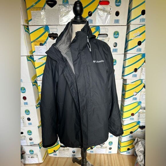 Columbia Black Hooded Jacket - Picture 1 of 7